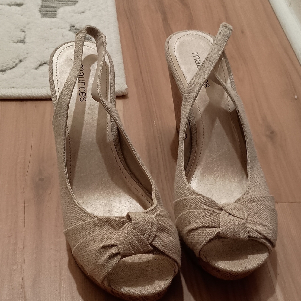 Maurices Beige Wedge Sandals